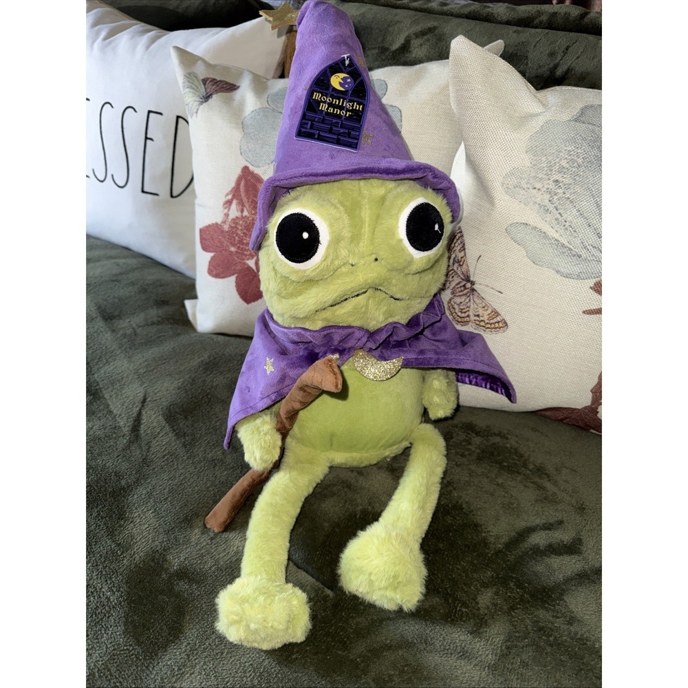 Moonlight Manor Green Frog Wizard Plush Purple Cape Halloween Googly Eyes New